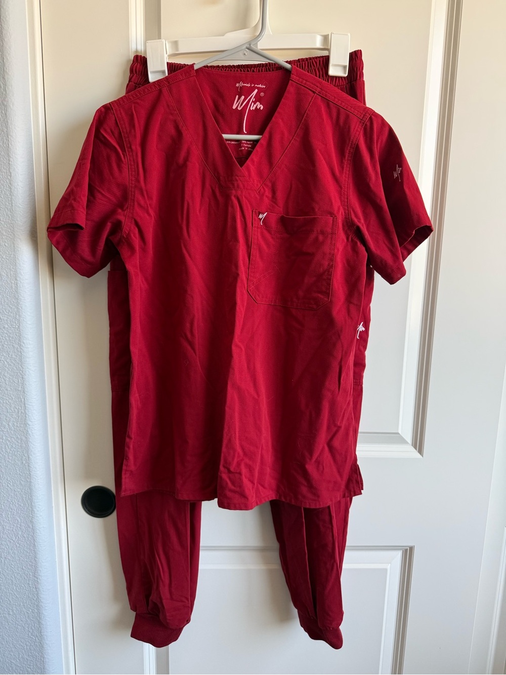 Mim Red V-Neck Scrub Set